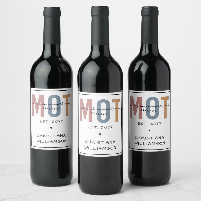 Custom MOT Master Of Occupational Therapy Wine Label (Bottles)
