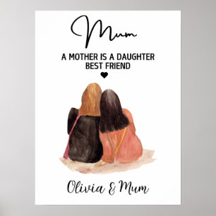 Custom Mother Fille Ami Fête de la mère Poster