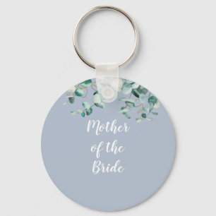 Custom Mother of Bride Groom Dusty Blue Eucalytpus Keychain
