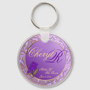 Custom Mother Of Groom Shades of Lavender Keepsake Keychain