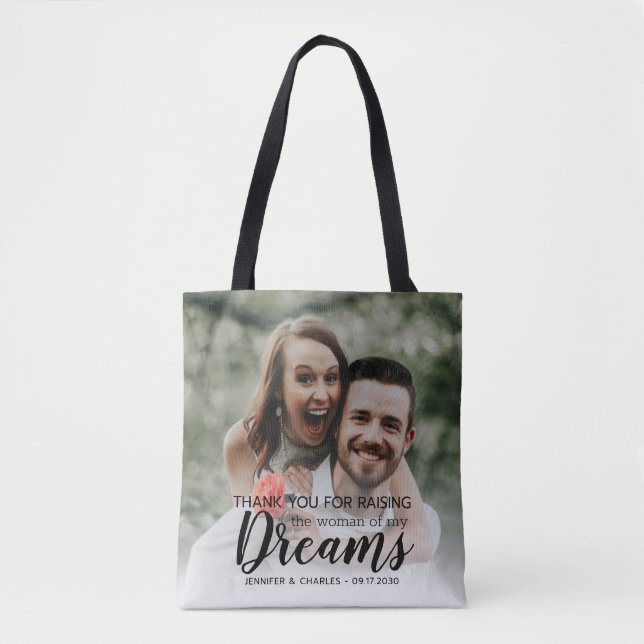 Custom Mother of the Bride Thank You Photo Wedding Tote Bag (Front)