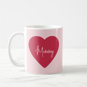 Custom Mother’s Day Mug - Soft Pink & Red Heart