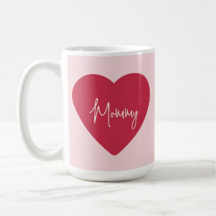 Custom Mother’s Day Mug - Soft Pink & Red Heart