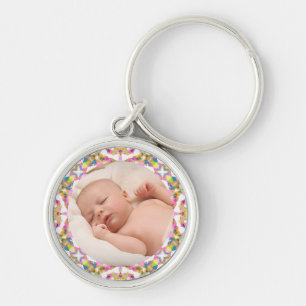 Custom Mother’s Day Summer Pink Green Gift Photo Keychain