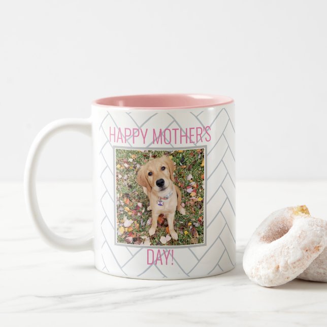 Custom Mother's Day Dog Two-Tone Coffee Mug (With Donut)