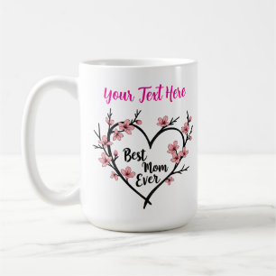 Custom Mother's Day Gift with Floral Heart  Coffee Mug