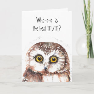 Custom Mother's Day, Mom, Mum, Cute Owl Humour Card
