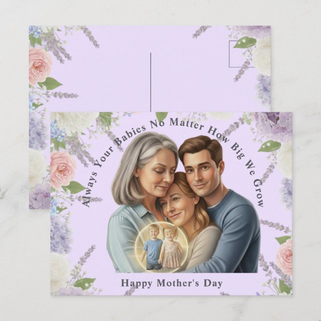 Custom Mother's day photo Always your babies  Postcard (Front/Back)