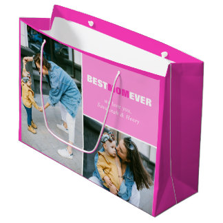 Custom Mother's Day Photo Best Mom Ever Large Gift Bag