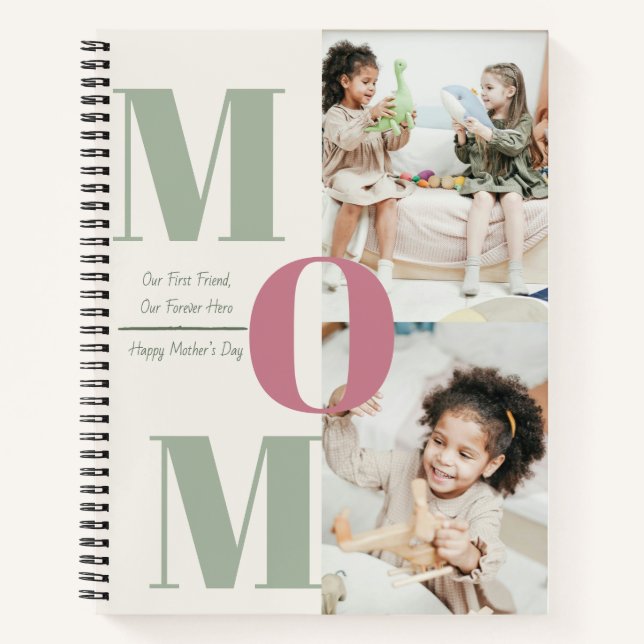 Custom Mother's Day Photo Collage Spiral Notebook (Front)
