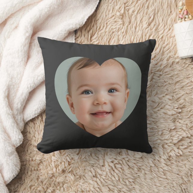 Custom mothers day photo heart mask Throw Pillow  (Blanket)