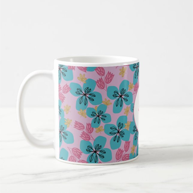 custom mothers floral elegant pink modern  coffee mug (Left)