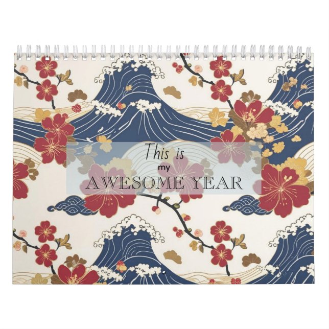 Custom Motivational Japanese Kimono Pattern Calendar (Cover)