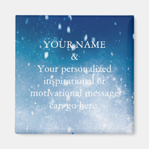 Custom Motivational Message Green Glitter Magnet