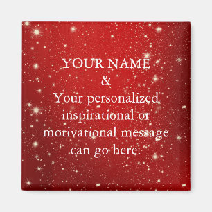 Custom Motivational Message Red Glitter Magnet