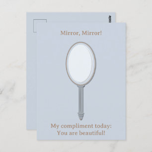 Custom Motivational Personalized Hand Mirror Blue Postcard