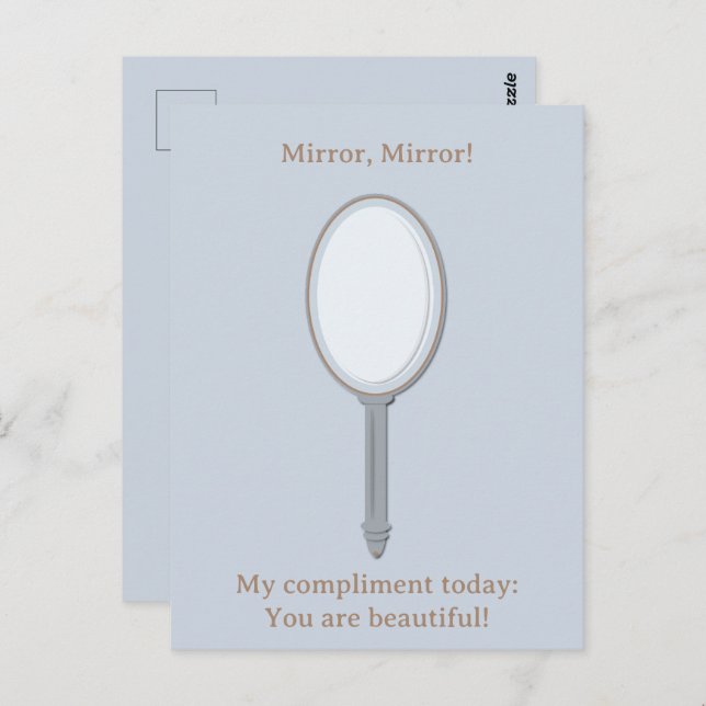 Custom Motivational Personalized Hand Mirror Blue Postcard (Front/Back)