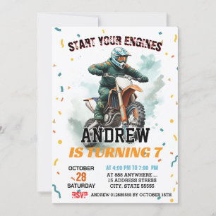Custom Motocross Dirt Bike Andventure Boy Birthday Invitation