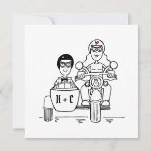 Custom Motorbike and Sidecar Evening Invitation