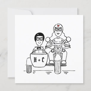 Custom Motorbike and Sidecar Evening Invitation