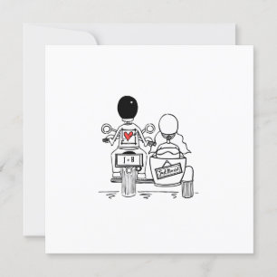 Custom Motorbike and Sidecar Wedding Invitation