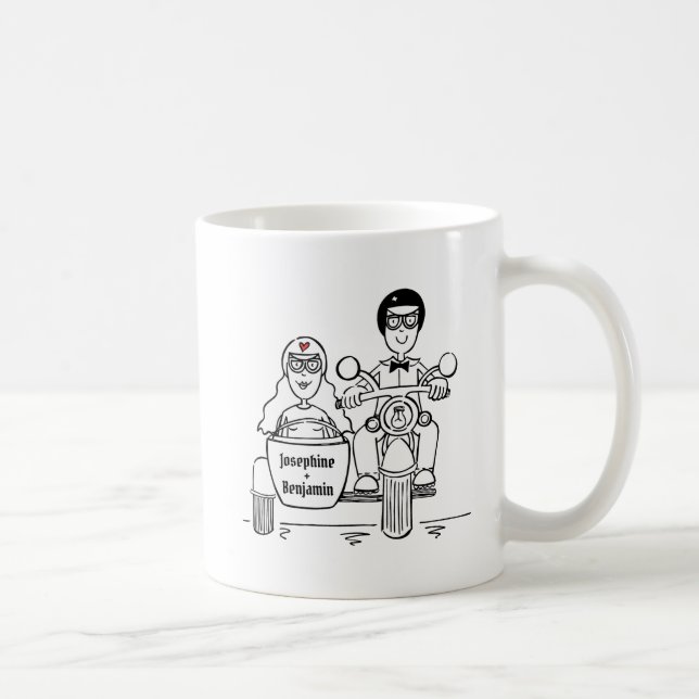 Custom Motorbike & Sidecar Wedding Gift Mug (Right)