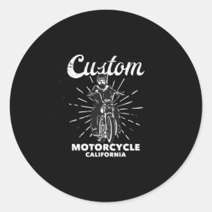 custom motorcycle california classic round sticker