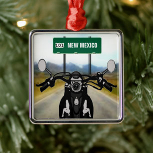 CUSTOM Motorcycle Road Trip Metal Ornament