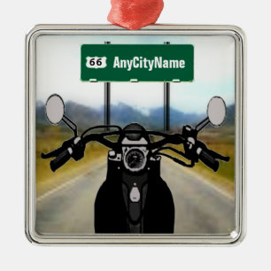 Custom Motorcycle Road Trip Metal Ornament