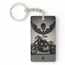 Custom Motorcycle with Skull and Wing Graphic