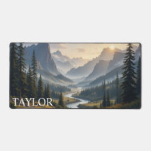 Custom Mountain Desk Mat with Name | Summit Glow M