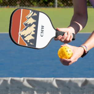 Custom Mountain Sunset Monogram Pickleball Paddle