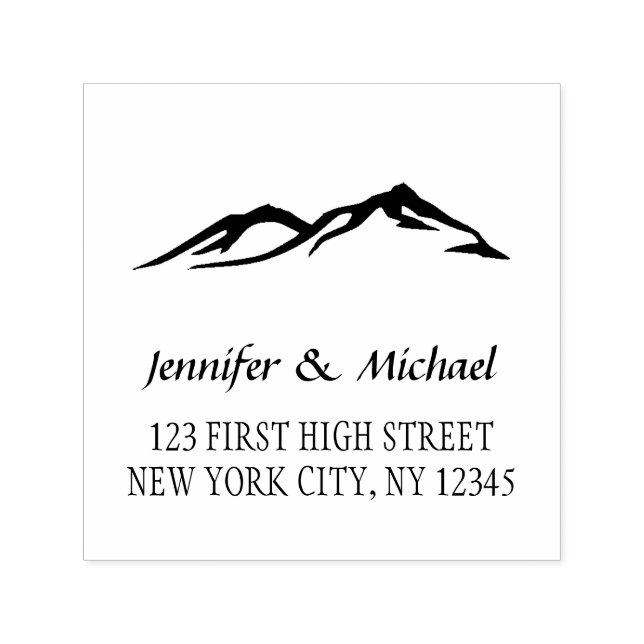 Custom mountain wedding Bride Groom name Self-inking Stamp (Design)