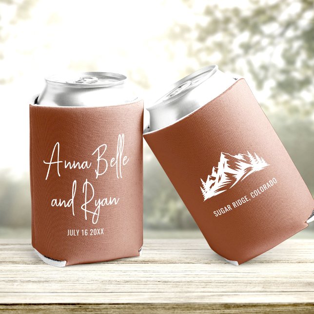 Custom Mountain Wedding Guest Favor Can Cooler (Creator Uploaded)