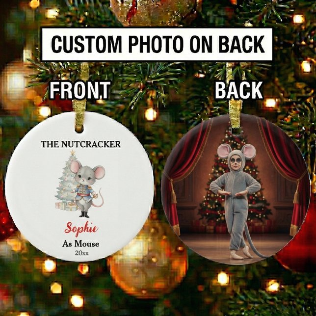 Custom Mouse Nutcracker Photo Christmas Ceramic Ornament (Creator Uploaded)