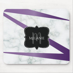 Custom Mouse Pad Marble Purple Streak Monogram