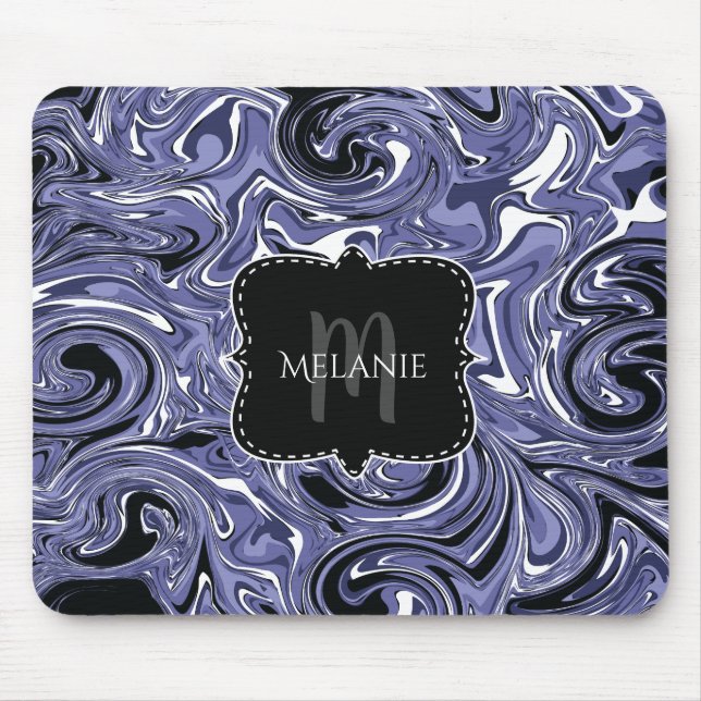 Custom Mouse Pad Water Marble Purple Swirls (Front)