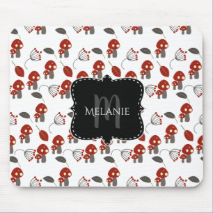 Custom Mouse Pad Whimiscial Red Mushroom Garden