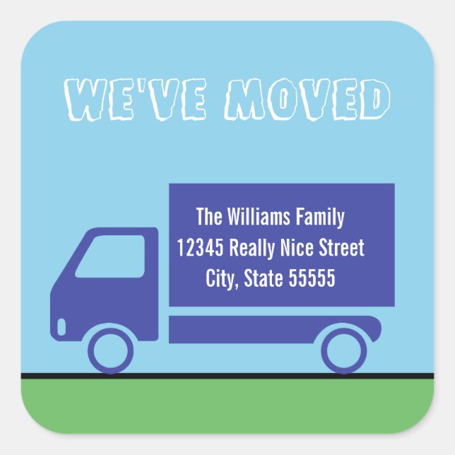 Custom Moving Truck Moving Announcement Square Sticker (Front)