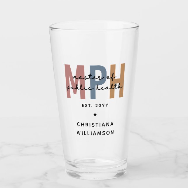 Custom MPH Master of Public Health Graduation Glass (Front)