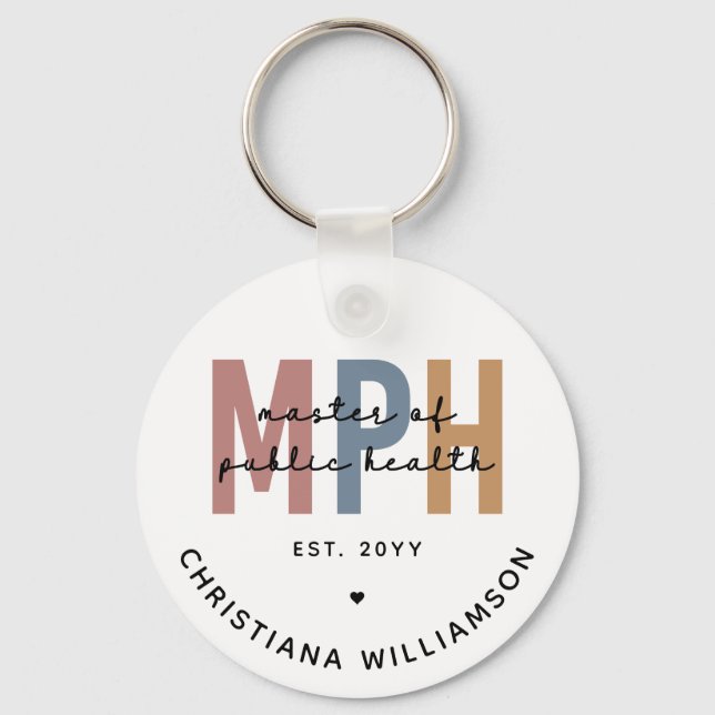 Custom MPH Master of Public Health Graduation Keychain (Front)