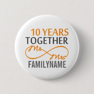 Custom Mr and Mrs 10th Anniversary 2 Inch Round Button