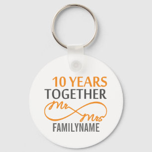 Custom Mr and Mrs 10th Anniversary Keychain