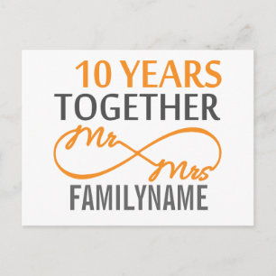 Custom Mr and Mrs 10th Anniversary Postcard