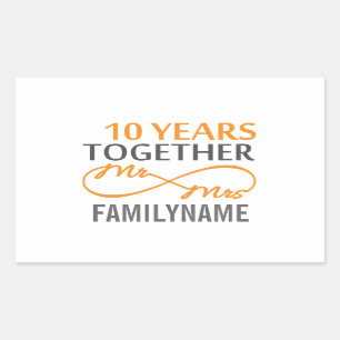 Custom Mr and Mrs 10th Anniversary Sticker