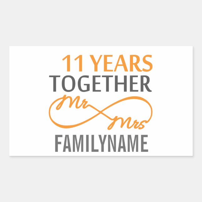 Custom Mr and Mrs 11th Anniversary Sticker (Front)