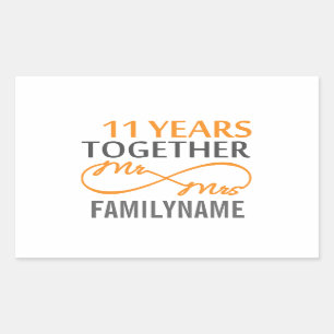 Custom Mr and Mrs 11th Anniversary Sticker