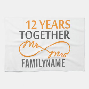 Custom Mr and Mrs 12th Anniversary Kitchen Towel