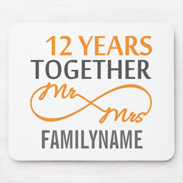 Custom Mr and Mrs 12th Anniversary Mouse Pad (Front)