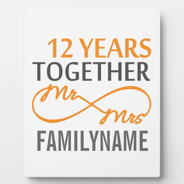 Custom Mr and Mrs 12th Anniversary Plaque (Front)